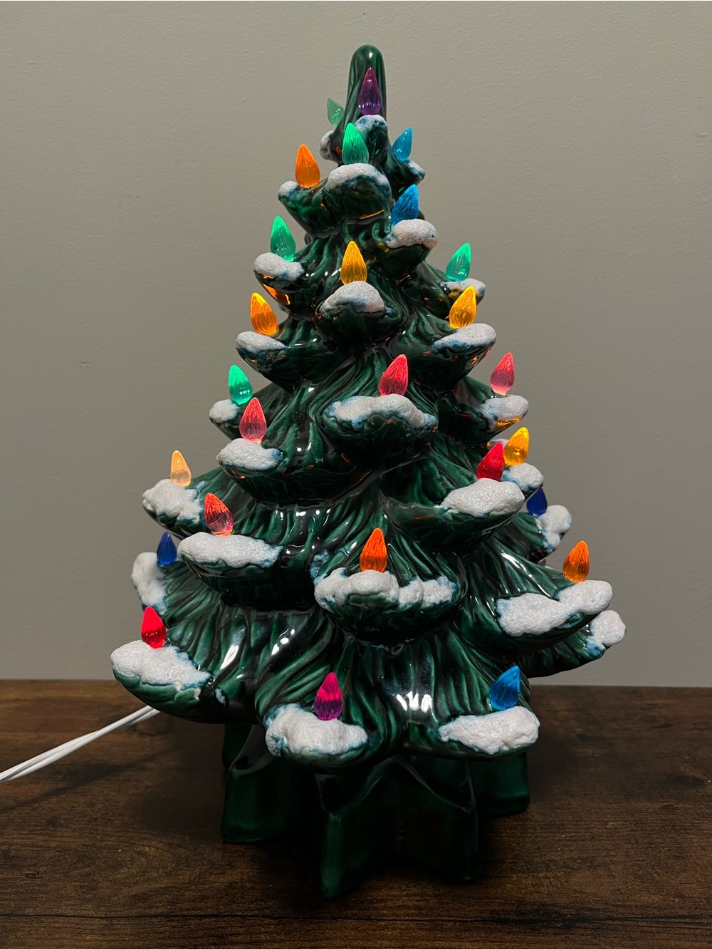 Vintage Ceramic Christmas Tree with Multicolor Lights